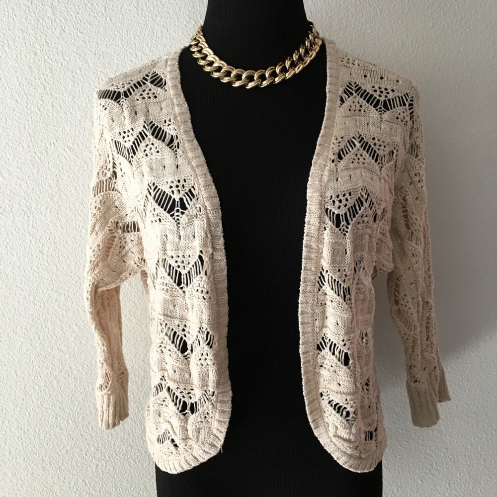 Cream Crocheted Shrug / Cardigan